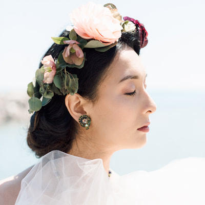 Asian bride with floral crown