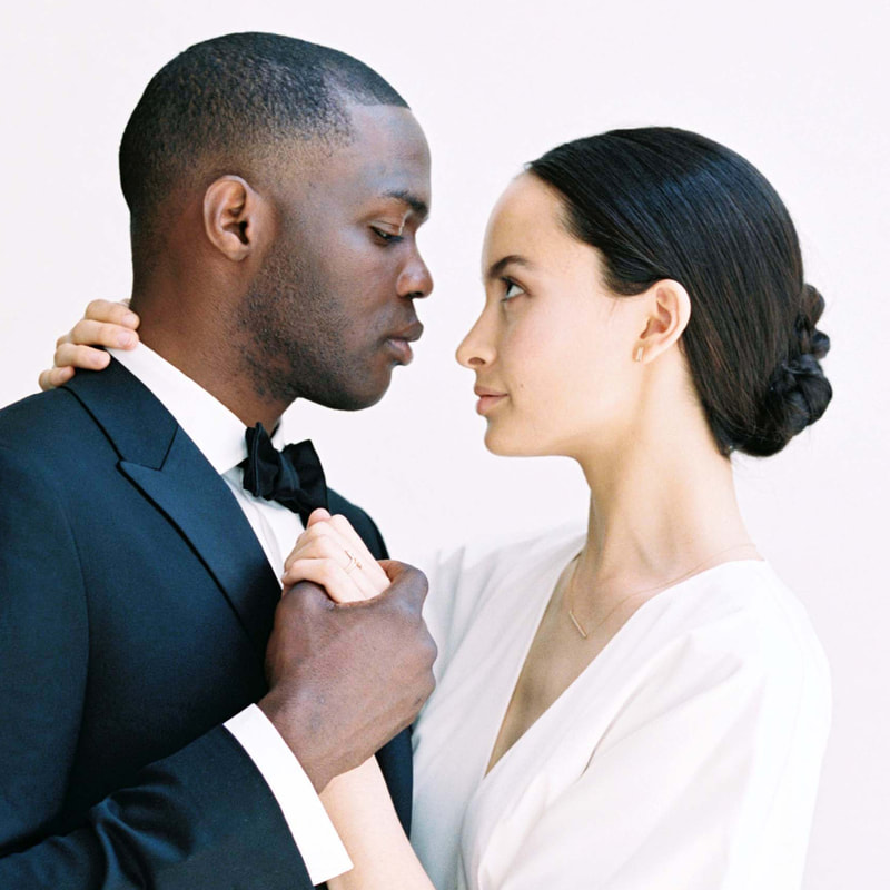 Interracial bride and groom couple