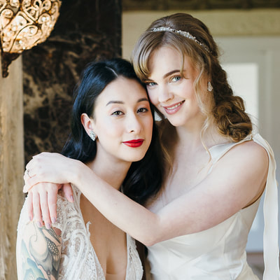 Two brides bridal makeup hair
